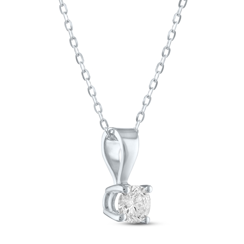 Solitaire Diamond Necklace 1/4 ct tw Round-cut 14K White Gold 18" (I/I2)