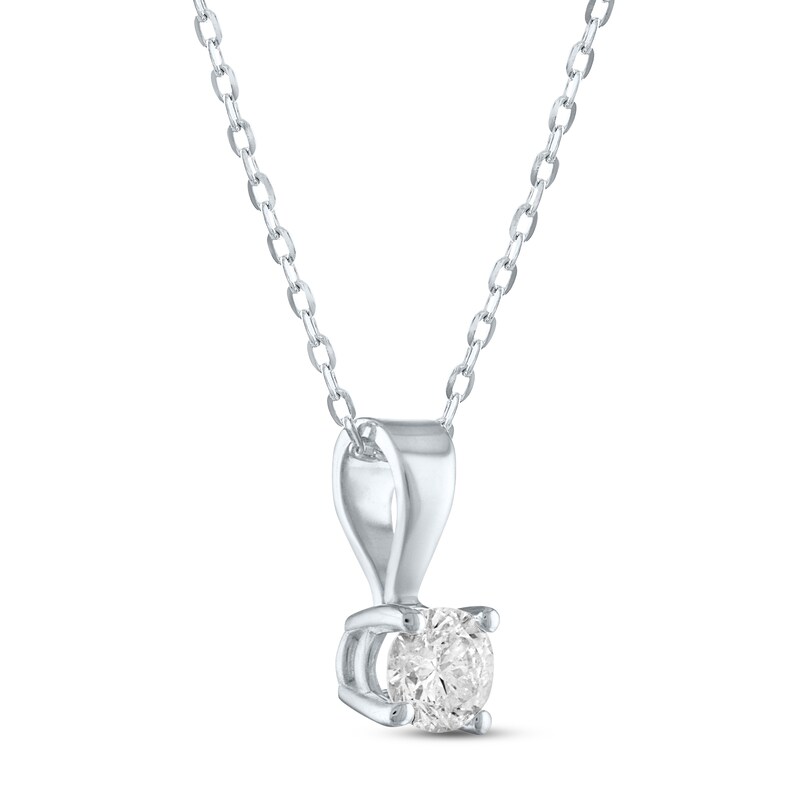 Main Image 2 of Solitaire Diamond Necklace 1/4 ct tw Round-cut 14K White Gold 18&quot; (I/I2)