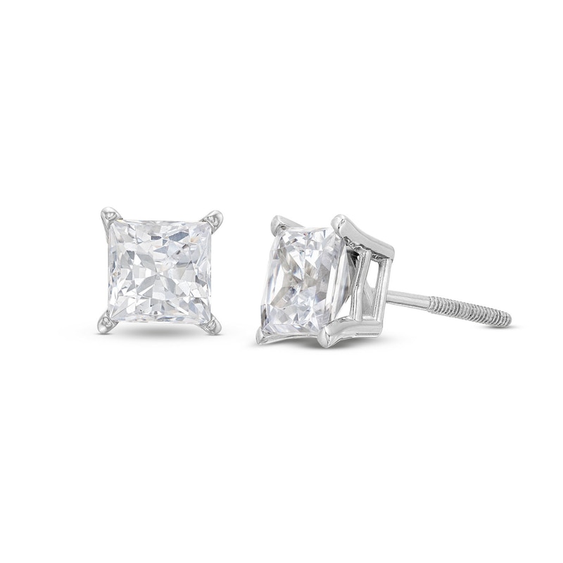 Main Image 1 of KAY Lab-Grown Diamonds Princess-Cut Solitaire Stud Earrings 2 ct tw 14K White Gold (F/SI2)