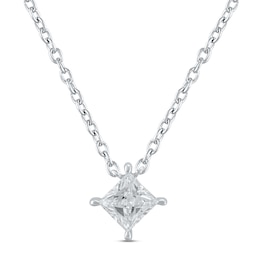 KAY Lab-Grown Diamonds Solitaire Diamond Necklace 1/2 ct tw Princess-cut 14K White Gold 19" (F/VS2)