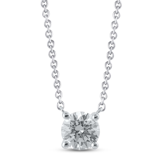 KAY Lab-Grown Diamonds Solitaire Diamond Necklace 1 ct tw Round-cut 14K White Gold 19" (F/VS2)