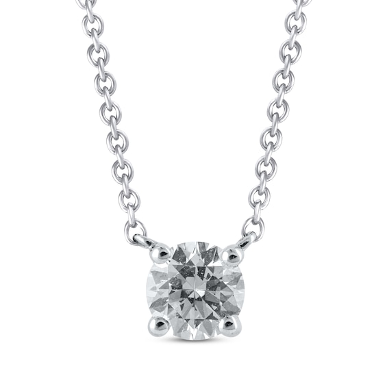 KAY Lab-Grown Diamonds Solitaire Diamond Necklace 1/2 ct tw Round-cut 14K White Gold 19" (F/VS2