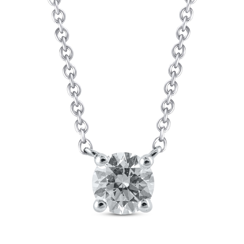 Main Image 1 of KAY Lab-Grown Diamonds Solitaire Diamond Necklace 1/2 ct tw Round-cut 14K White Gold 19" (F/VS2)