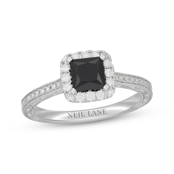 Neil Lane Princess-Cut Black & White Diamond Engagement Ring 1-3/8 ct tw 14K Gold