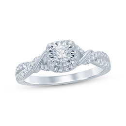 Diamond Twist Engagement Ring 1/2 ct tw Round-cut 10K White Gold
