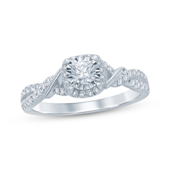 Kay Diamond Twist Engagement Ring 1/2 ct tw Round-cut 10K White Gold