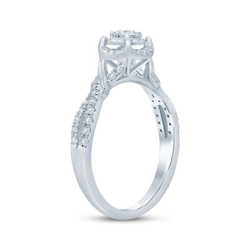 Diamond Twist Engagement Ring 1/2 ct tw Round-cut 10K White Gold