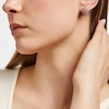 Thumbnail Image 3 of Gems of Serenity Oval-Cut Pink & White Lab-Created Sapphire Earrings Sterling Silver & 10K Rose Gold