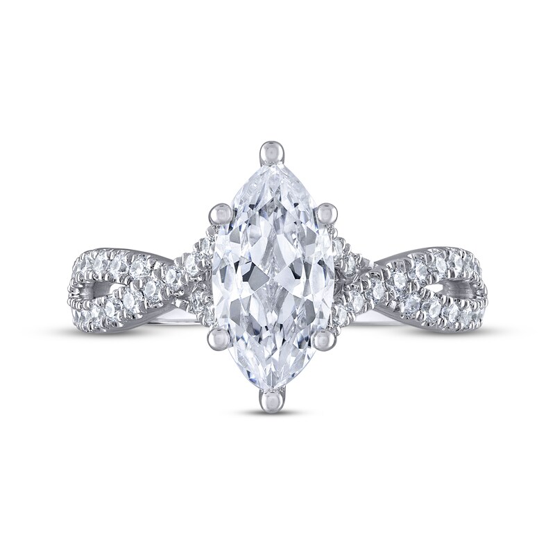 THE LEO Legacy Lab-Created Diamond Marquise-Cut Twist Shank Engagement Ring 1-7/8 ct tw 14K White Gold