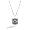 True Fans Green Bay Packers 1/5 CT. T.W. Diamond and Enamel Reversible Shield Necklace in Sterling Silver