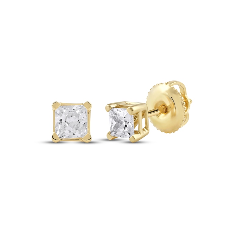 Lab-Created Diamonds by KAY Princess-Cut Solitaire Stud Earrings 1/2 ct tw 14K Yellow Gold (F/SI2)