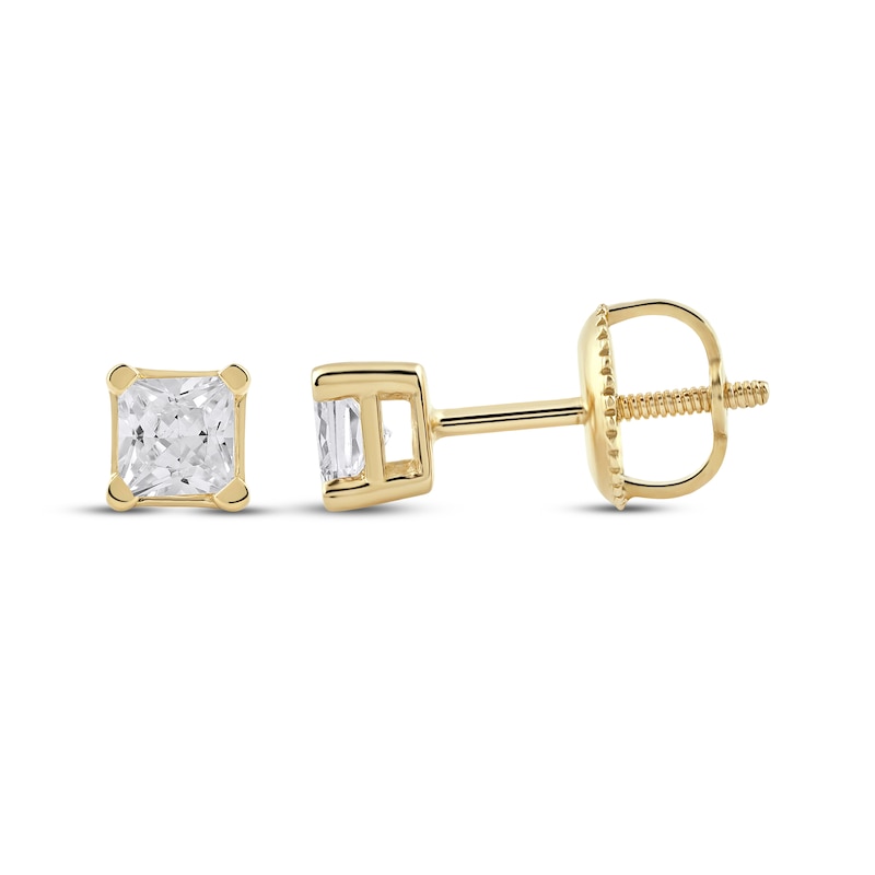 Lab-Created Diamonds by KAY Princess-Cut Solitaire Stud Earrings 1/2 ct tw 14K Yellow Gold (F/SI2)