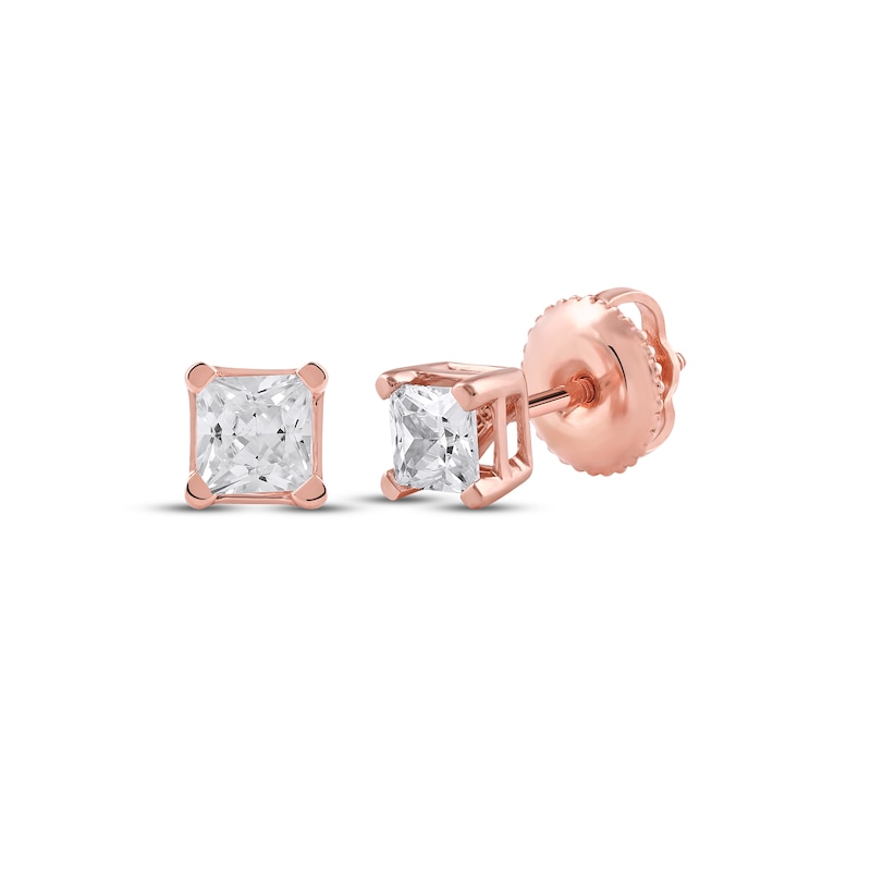 Lab-Created Diamonds by KAY Princess-Cut Solitaire Stud Earrings 1/2 ct tw 14K Rose Gold (F/SI2)