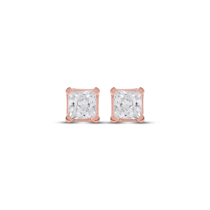 Main Image 2 of KAY Lab-Grown Diamonds Princess-Cut Solitaire Stud Earrings 1/2 ct tw 14K Rose Gold (F/SI2)