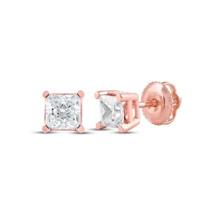 KAY Lab-Grown Diamonds Princess-Cut Solitaire Stud Earrings 3/4 ct tw 14K Rose Gold (F/SI2)