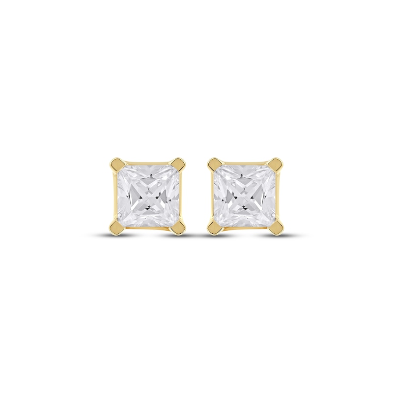 Lab-Created Diamonds by KAY Princess-Cut Solitaire Stud Earrings 1 ct tw 14K Yellow Gold (F/SI2)