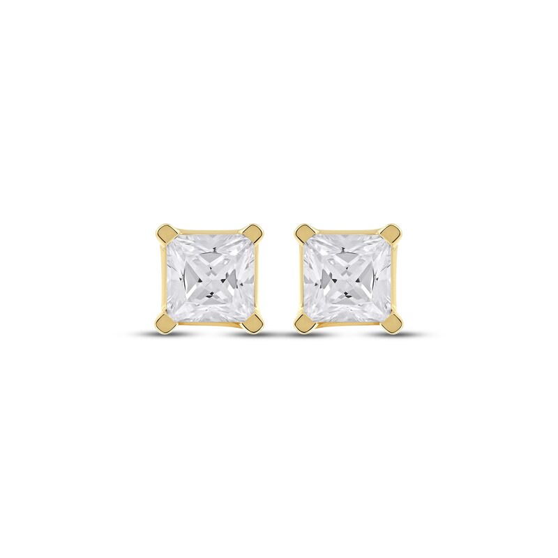 Lab-Created Diamonds by KAY Princess-Cut Solitaire Stud Earrings 1 ct tw 14K Yellow Gold (F/SI2)