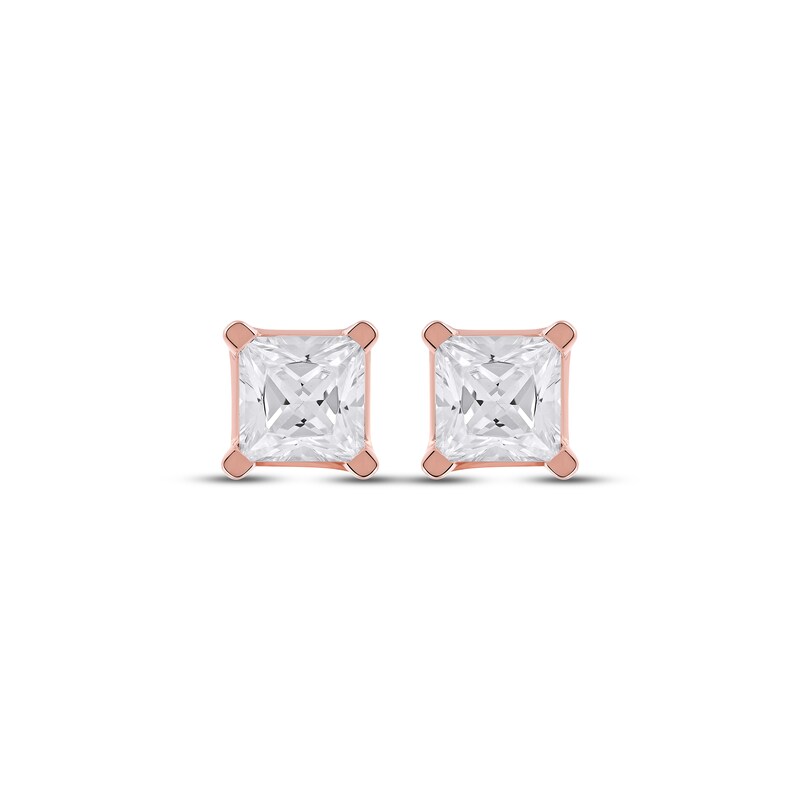 Lab-Created Diamonds by KAY Princess-Cut Solitaire Stud Earrings 1 ct tw 14K Rose Gold (F/SI2)