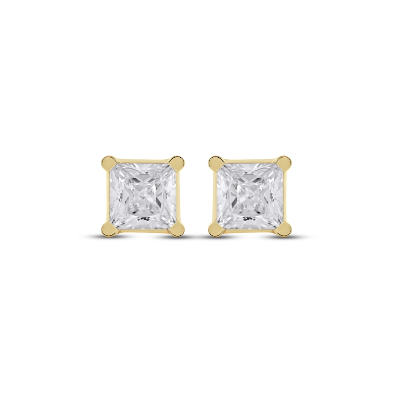 Main Image 2 of KAY Lab-Grown Diamonds Princess-Cut Solitaire Stud Earrings 1-1/2 ct tw 14K Yellow Gold (F/SI2)