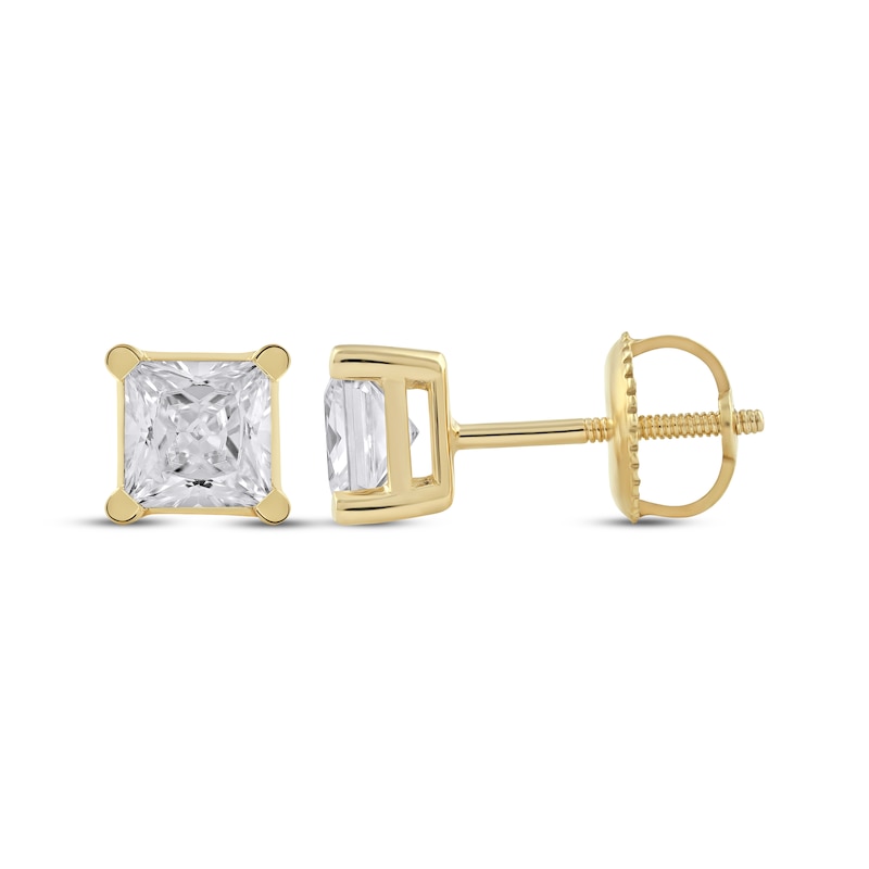 Lab-Created Diamonds by KAY Princess-Cut Solitaire Stud Earrings 1-1/2 ct tw 14K Yellow Gold (F/SI2)