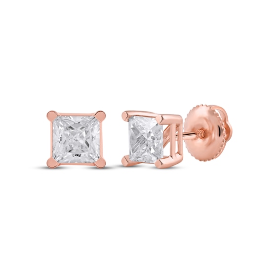 KAY Lab-Grown Diamonds Princess-Cut Solitaire Stud Earrings 1-1/2 ct tw 14K Rose Gold (F/SI2)