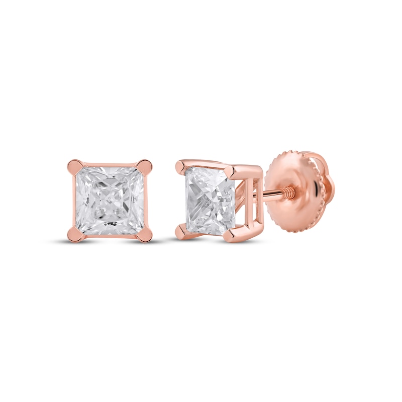 Lab-Created Diamonds by KAY Princess-Cut Solitaire Stud Earrings 1-1/2 ct tw 14K Rose Gold (F/SI2)