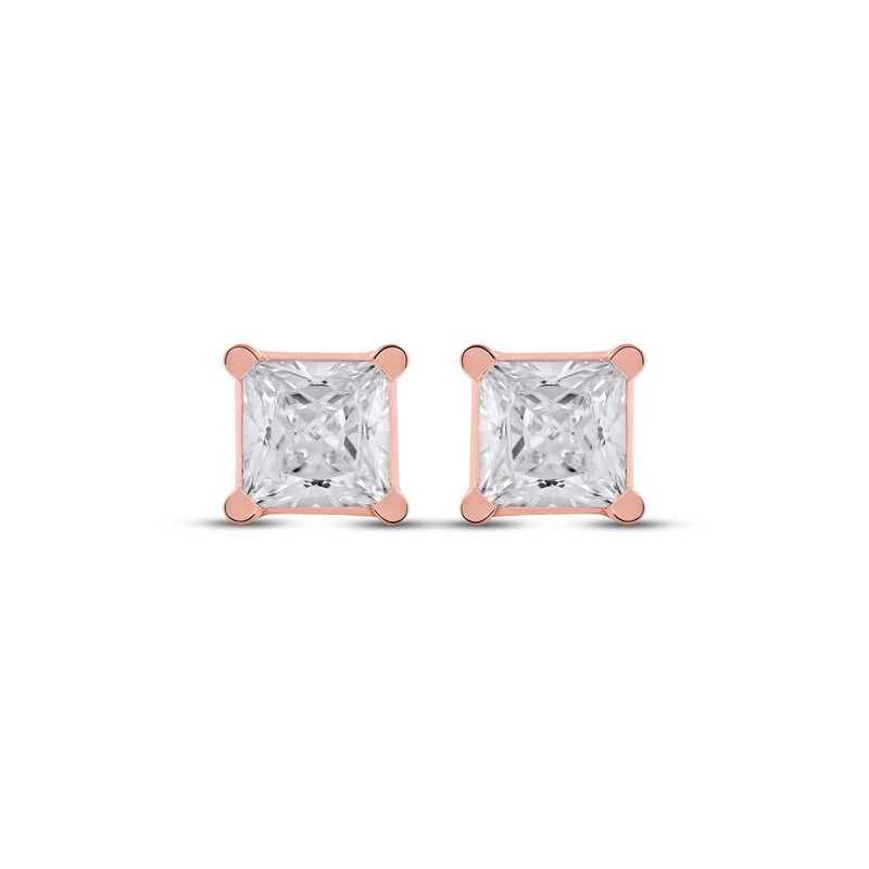 Main Image 2 of KAY Lab-Grown Diamonds Princess-Cut Solitaire Stud Earrings 1-1/2 ct tw 14K Rose Gold (F/SI2)