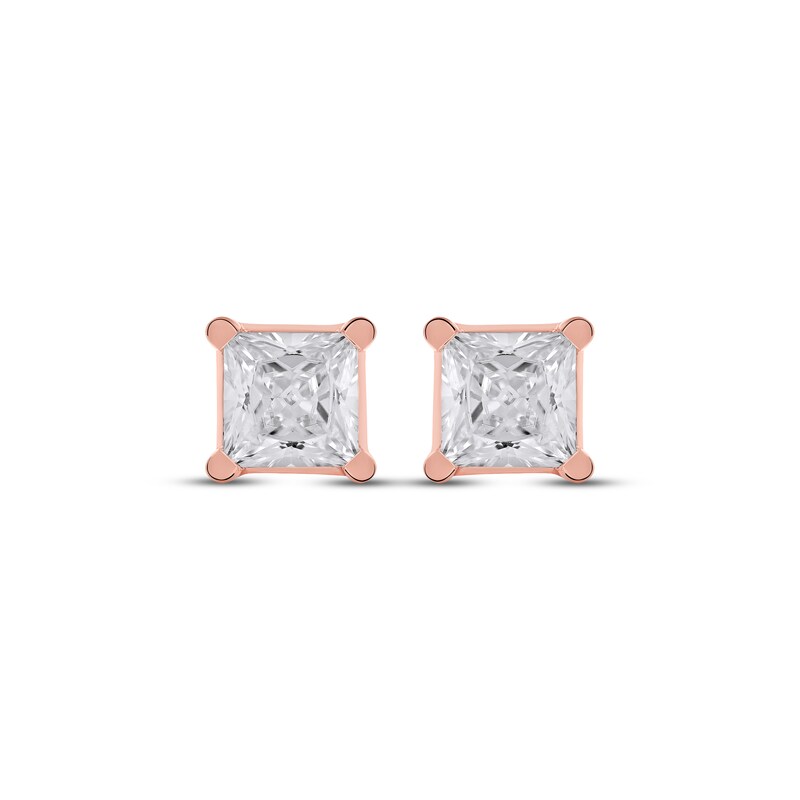 Lab-Created Diamonds by KAY Princess-Cut Solitaire Stud Earrings 1-1/2 ct tw 14K Rose Gold (F/SI2)