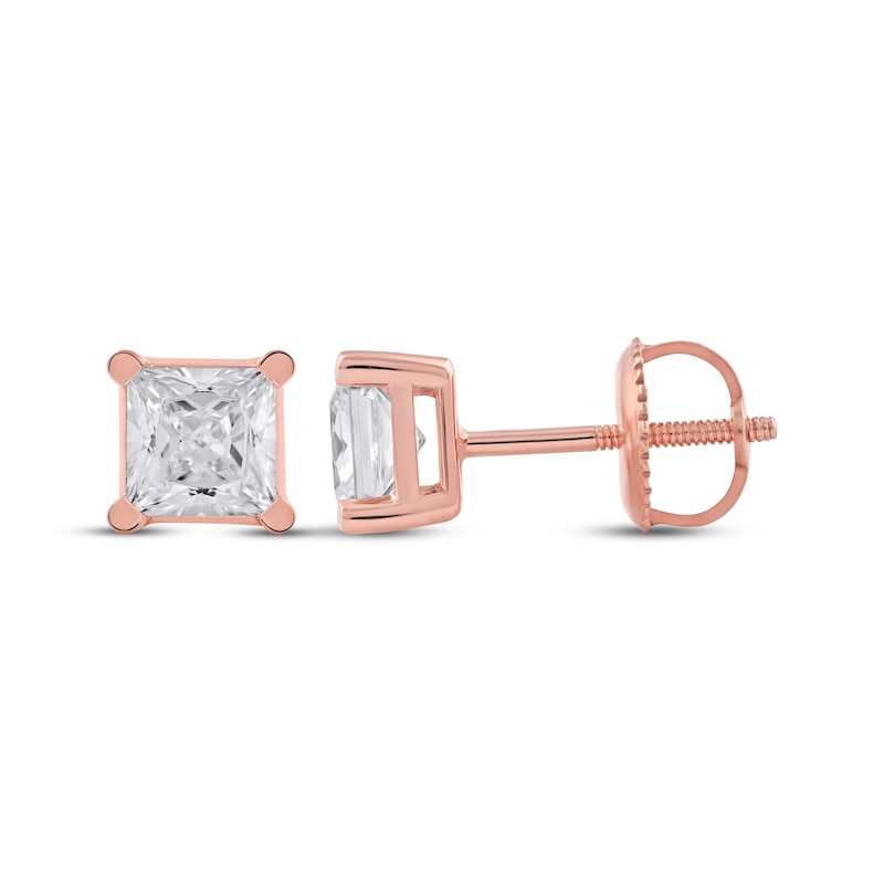 Lab-Created Diamonds by KAY Princess-Cut Solitaire Stud Earrings 1-1/2 ct tw 14K Rose Gold (F/SI2)