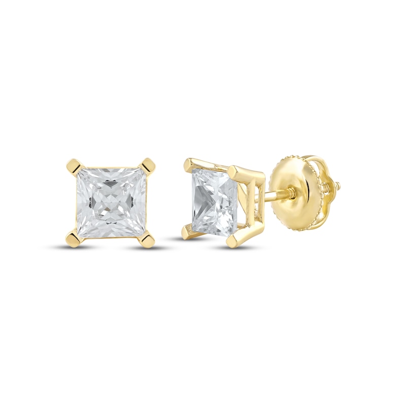 Lab-Created Diamonds by KAY Princess-Cut Solitaire Stud Earrings 2 ct tw 14K Yellow Gold (F/SI2)