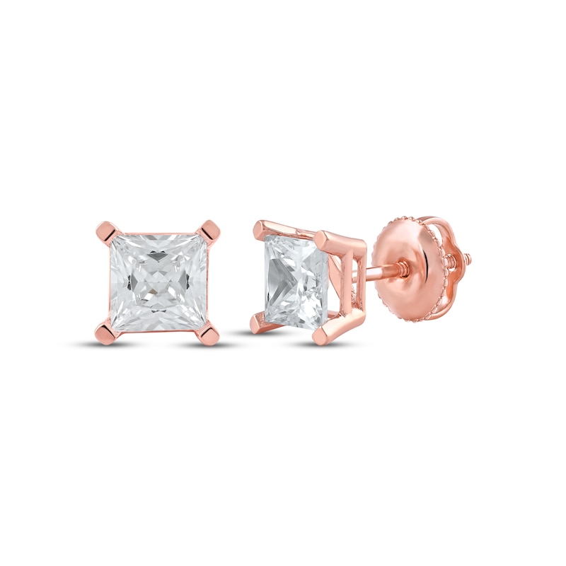 Lab-Created Diamonds by KAY Princess-Cut Solitaire Stud Earrings 2 ct tw 14K Rose Gold (F/SI2)