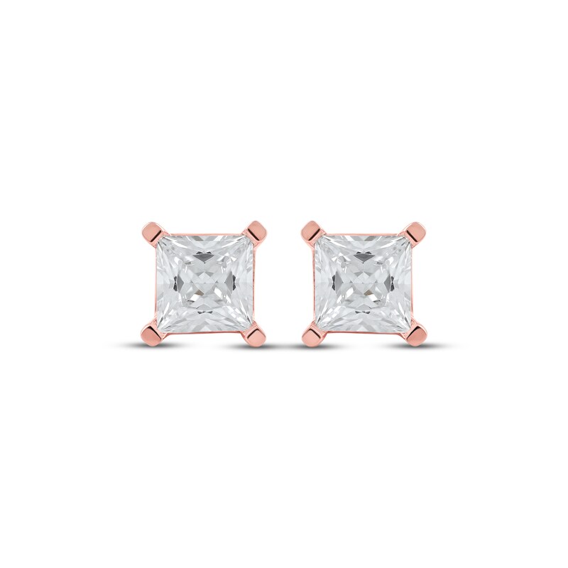 Lab-Created Diamonds by KAY Princess-Cut Solitaire Stud Earrings 2 ct tw 14K Rose Gold (F/SI2)