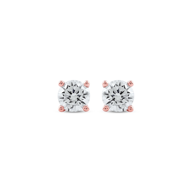 Main Image 2 of KAY Lab-Grown Diamonds Round-Cut Solitaire Stud Earrings 3/4 ct tw 14K Rose Gold (F/SI2)