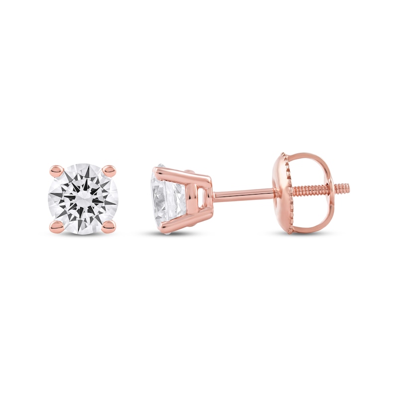 Main Image 3 of KAY Lab-Grown Diamonds Round-Cut Solitaire Stud Earrings 1 ct tw 14K Rose Gold (F/SI2)