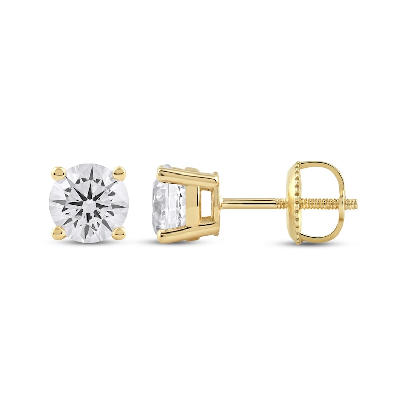 Main Image 3 of KAY Lab-Grown Diamonds Round-Cut Solitaire Stud Earrings 1-1/2 ct tw 14K Yellow Gold (F/SI2)
