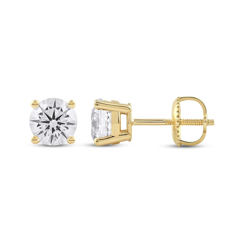 Lab-Created Diamonds by KAY Round-Cut Solitaire Stud Earrings 1-1/2 ct tw 14K Yellow Gold (F/SI2)