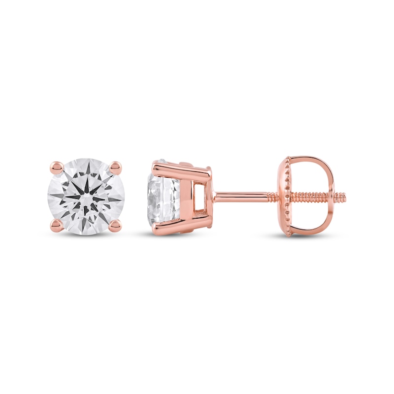 Main Image 3 of KAY Lab-Grown Diamonds Round-Cut Solitaire Stud Earrings 1-1/2 ct tw 14K Rose Gold (F/SI2)