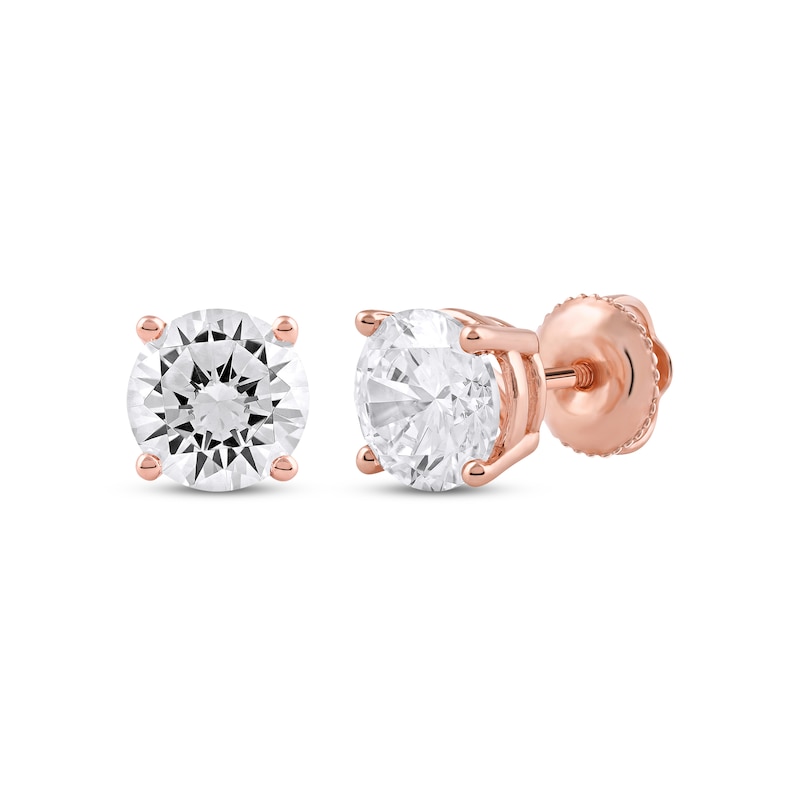 Lab-Created Diamonds by KAY Round-Cut Solitaire Stud Earrings 2 ct tw 14K Rose Gold (F/SI2)