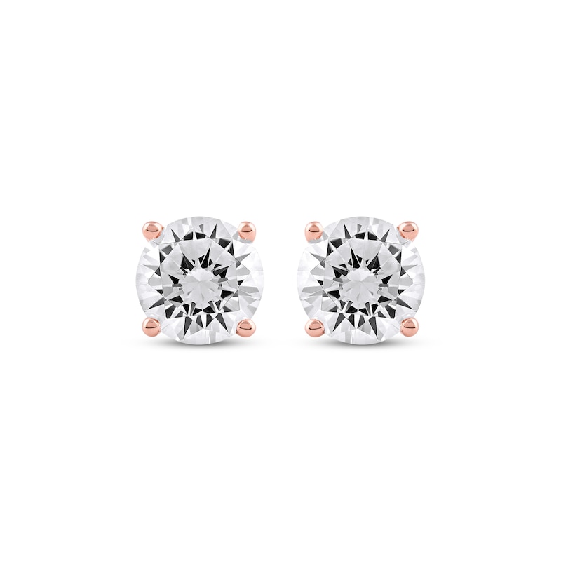 Main Image 2 of KAY Lab-Grown Diamonds Round-Cut Solitaire Stud Earrings 2 ct tw 14K Rose Gold (F/SI2)