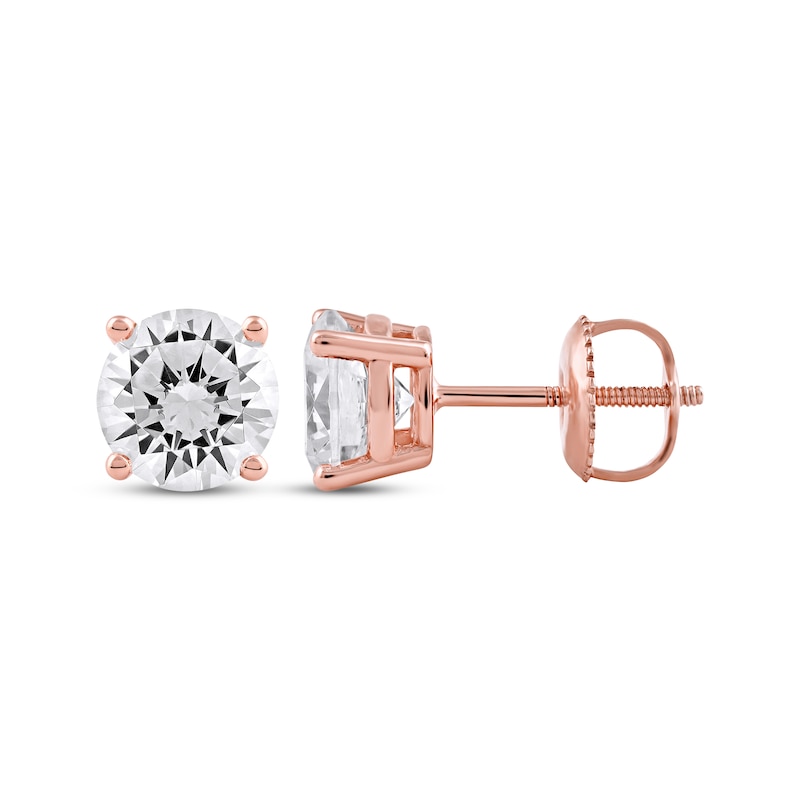 Main Image 3 of KAY Lab-Grown Diamonds Round-Cut Solitaire Stud Earrings 2 ct tw 14K Rose Gold (F/SI2)