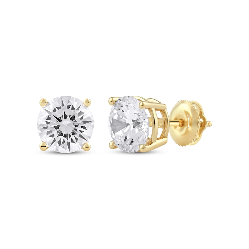 Lab-Created Diamonds by KAY Round-Cut Solitaire Stud Earrings 3 ct tw 14K Yellow Gold (F/SI2)