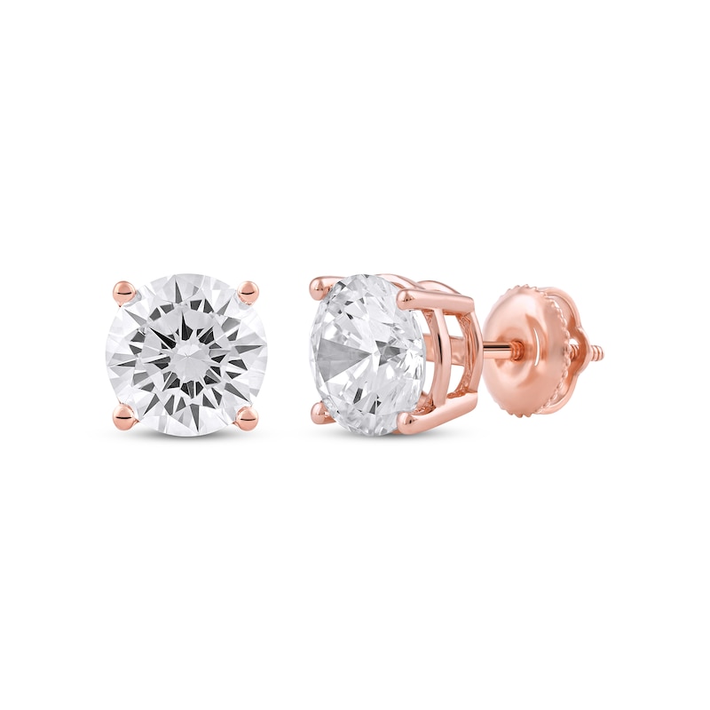 Lab-Created Diamonds by KAY Round-Cut Solitaire Stud Earrings 3 ct tw 14K Rose Gold (F/SI2)