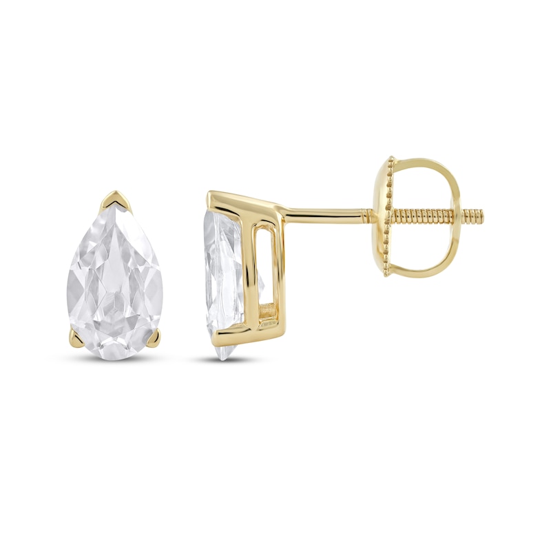 Lab-Created Diamonds by KAY Pear-Shaped Solitaire Stud Earrings 1 ct tw 14K Yellow Gold (F/SI2)