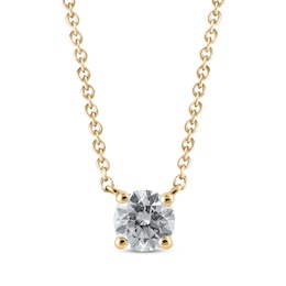 Lab-Created Diamonds by KAY Round-Cut Solitaire Necklace 1/2 ct tw 14K Yellow Gold 19&quot;