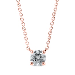 Lab-Created Diamonds by KAY Round-Cut Solitaire Necklace 1/2 ct tw 14K Rose Gold 19&quot;