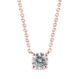 Lab-Grown Diamonds by KAY Round-Cut Solitaire Necklace 1/2 ct tw 14K Rose Gold 19"