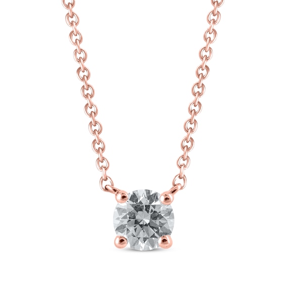 Lab-Grown Diamonds by KAY Round-Cut Solitaire Necklace 1/2 ct tw 14K Rose Gold 19"