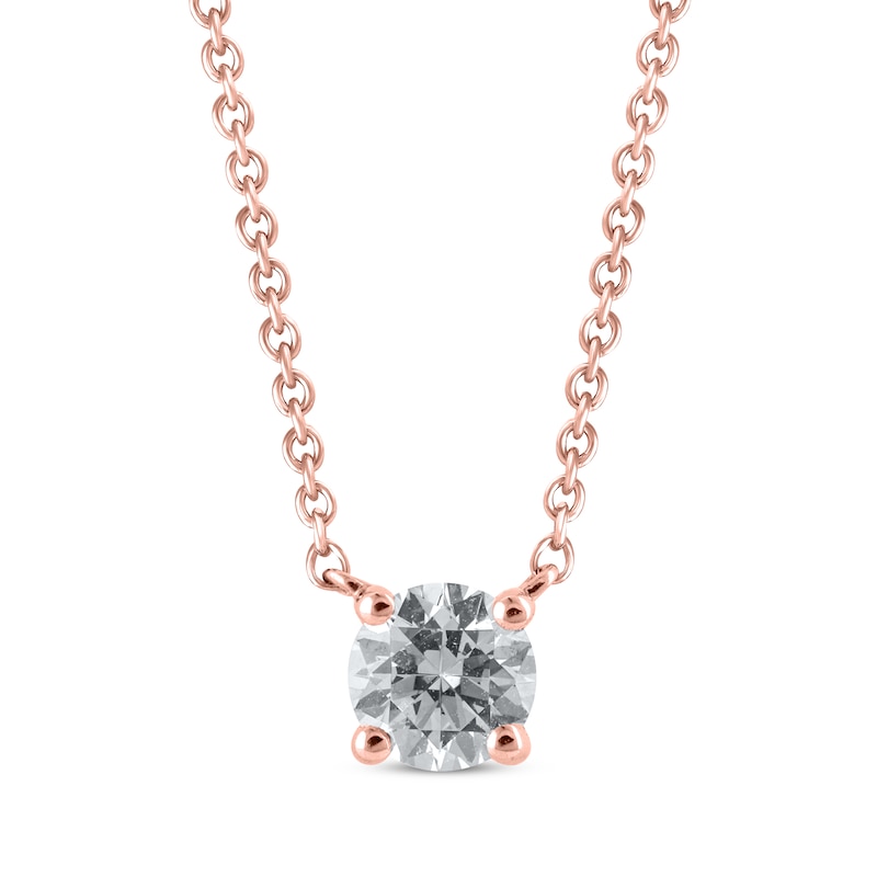Lab-Created Diamonds by KAY Round-Cut Solitaire Necklace 1/2 ct tw 14K Rose Gold 19"