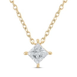 Lab-Created Diamonds by KAY Princess-Cut Solitaire Necklace 1/2 ct tw 14K Yellow Gold 19&quot;