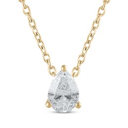 Lab-Created Diamonds by KAY Pear-Shaped Solitaire Necklace 1/2 ct tw 14K Yellow Gold 19&quot;
